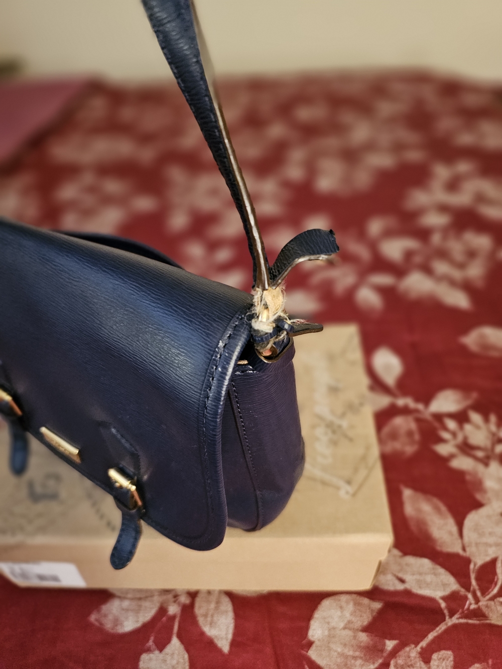 Polo by Ralph Lauren Navy Crossbody Satchel with Gold Hardware - Picture 2 of 7